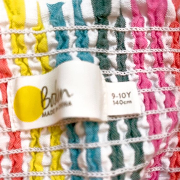 Mini Boden Tiered Rainbow Seersucker Sundress, Size 9/10 - Picture 4 of 5